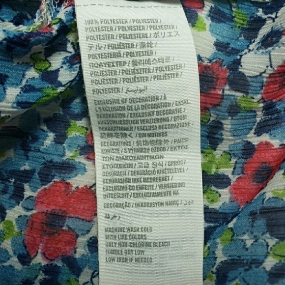 𝅺A&F Xs Floral Layered Tank Top Blouse Red Blue Hi-Lo Spaghetti Straps - Picture 6 of 6